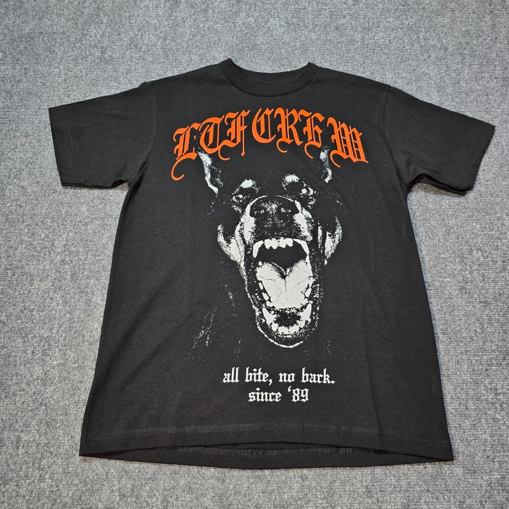 Learn To Forget LTF Crew T-Shirt Mens Medium Black Doberman All Bite No Bark - Picture 2 of 5
